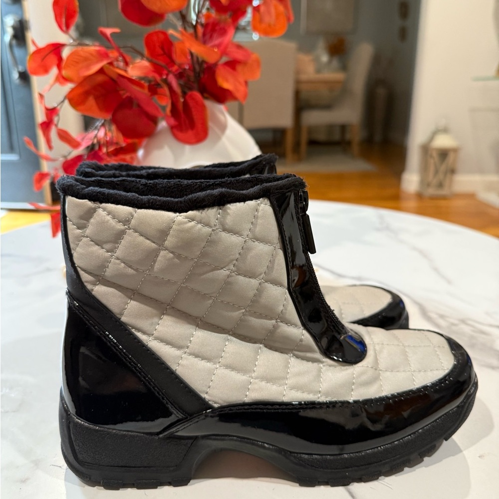 Quilted Black and White Boots